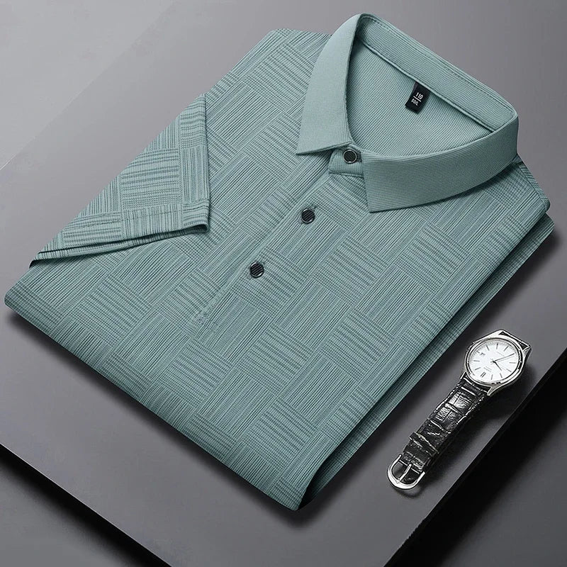 2024 Men'S New Printed Business Casual Short Sleeved POLO Shirt Fashion Short Sleeved Comfortable and Breathable Top