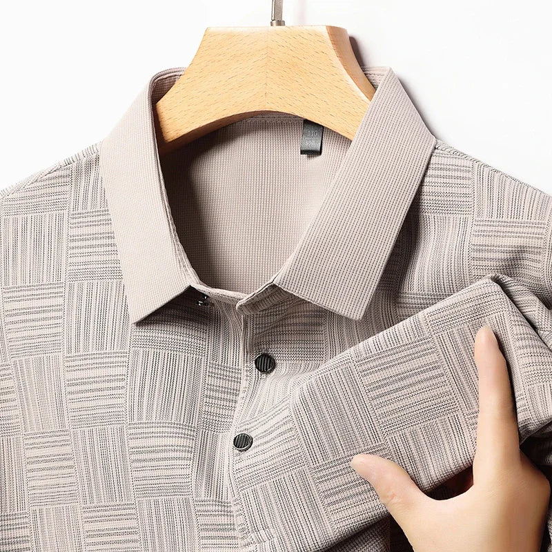 2024 Men'S New Printed Business Casual Short Sleeved POLO Shirt Fashion Short Sleeved Comfortable and Breathable Top