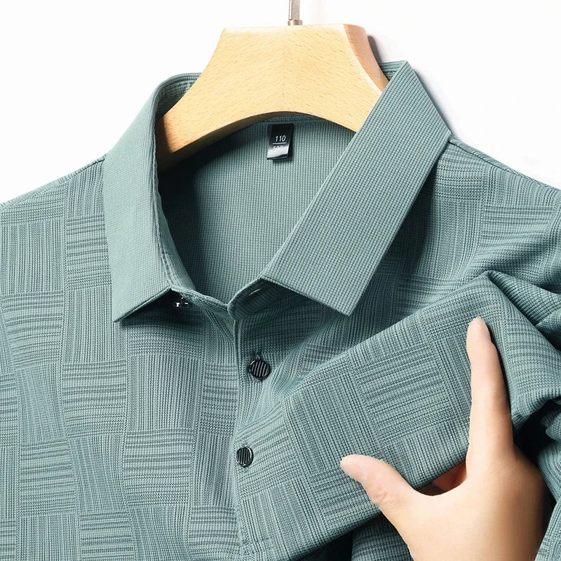 2024 Men'S New Printed Business Casual Short Sleeved POLO Shirt Fashion Short Sleeved Comfortable and Breathable Top