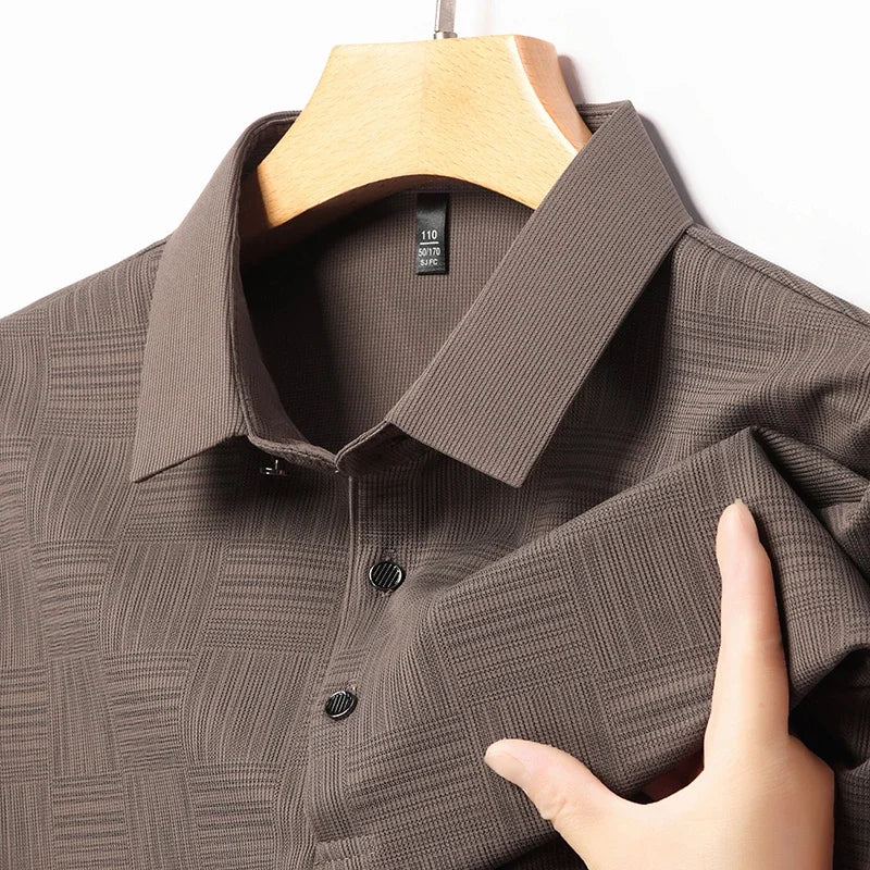 2024 Men'S New Printed Business Casual Short Sleeved POLO Shirt Fashion Short Sleeved Comfortable and Breathable Top