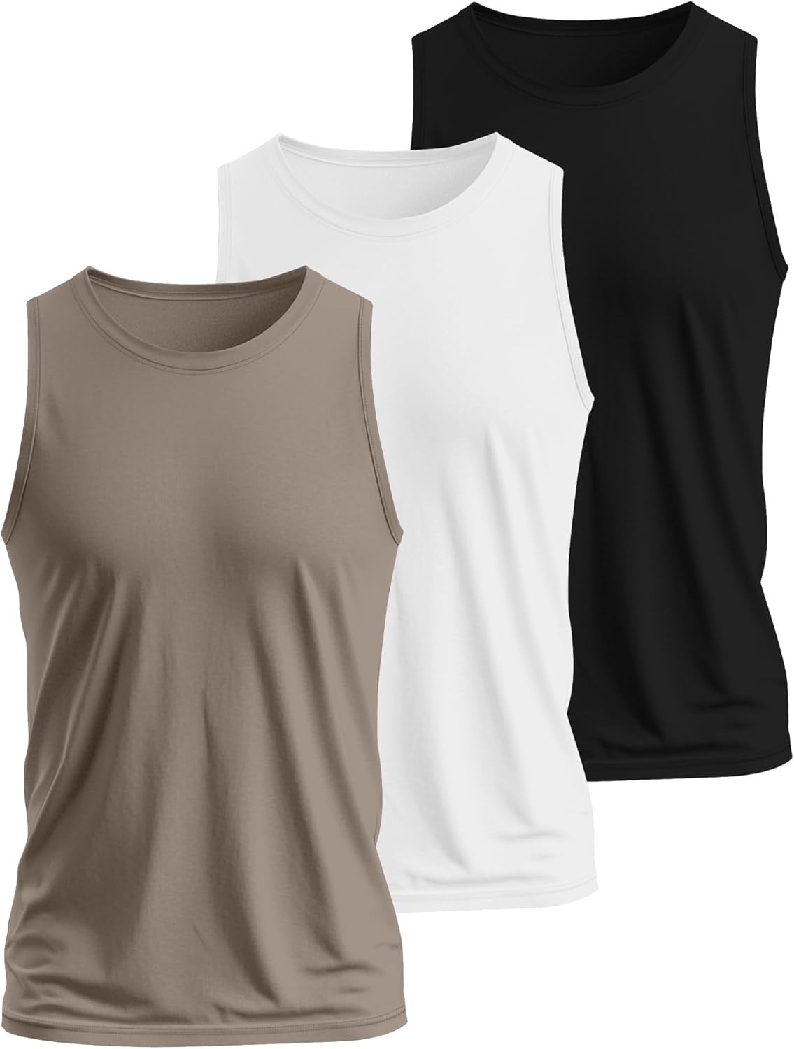 3 Pack Men'S Big and Tall Tank Tops, Cotton Moisture Wicking Muscle Shirts Sleeveless Gym Workout Tee Shirts(Black, White, Khaki,X-Large)