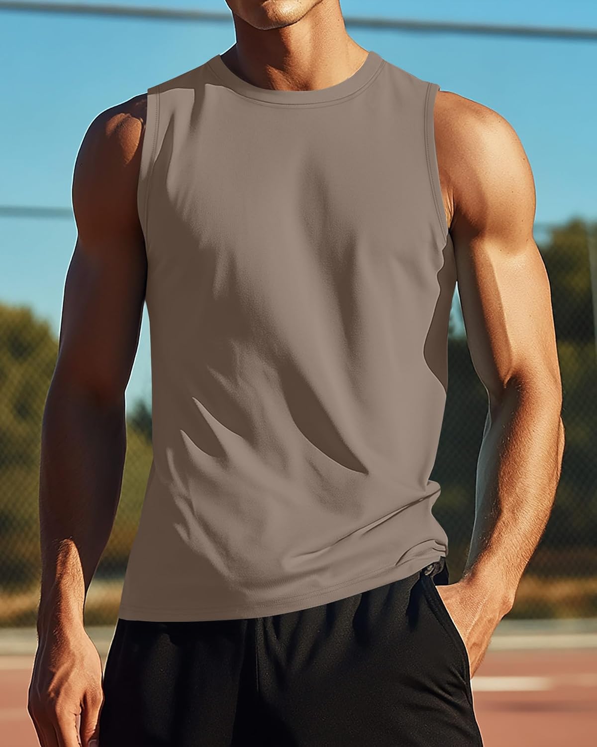 3 Pack Men'S Big and Tall Tank Tops, Cotton Moisture Wicking Muscle Shirts Sleeveless Gym Workout Tee Shirts(Black, White, Khaki,X-Large)