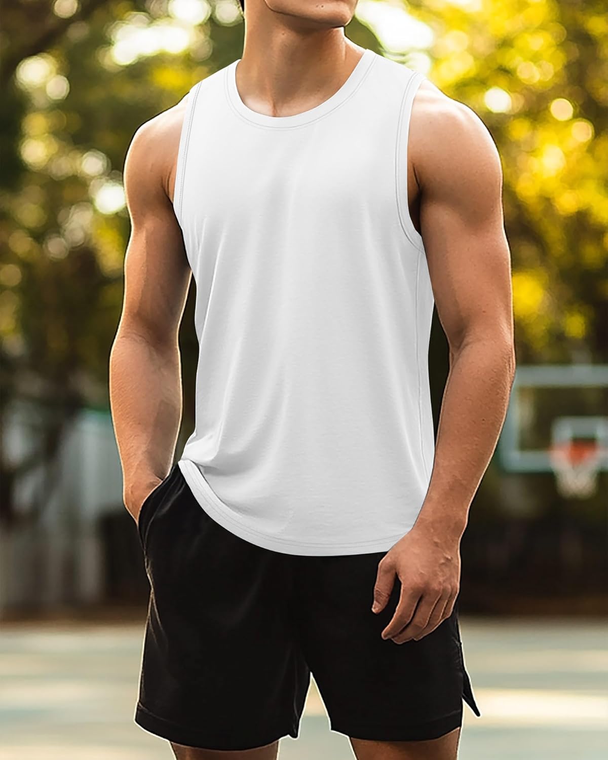 3 Pack Men'S Big and Tall Tank Tops, Cotton Moisture Wicking Muscle Shirts Sleeveless Gym Workout Tee Shirts(Black, White, Khaki,X-Large)