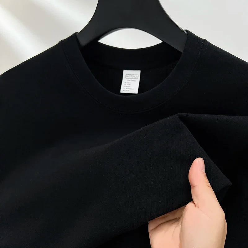 100% Pure Cotton Summer High-End Brand Men'S Short Sleeve round Neck Fashionable Style Half Sleeved Top Breathable T-Shirt