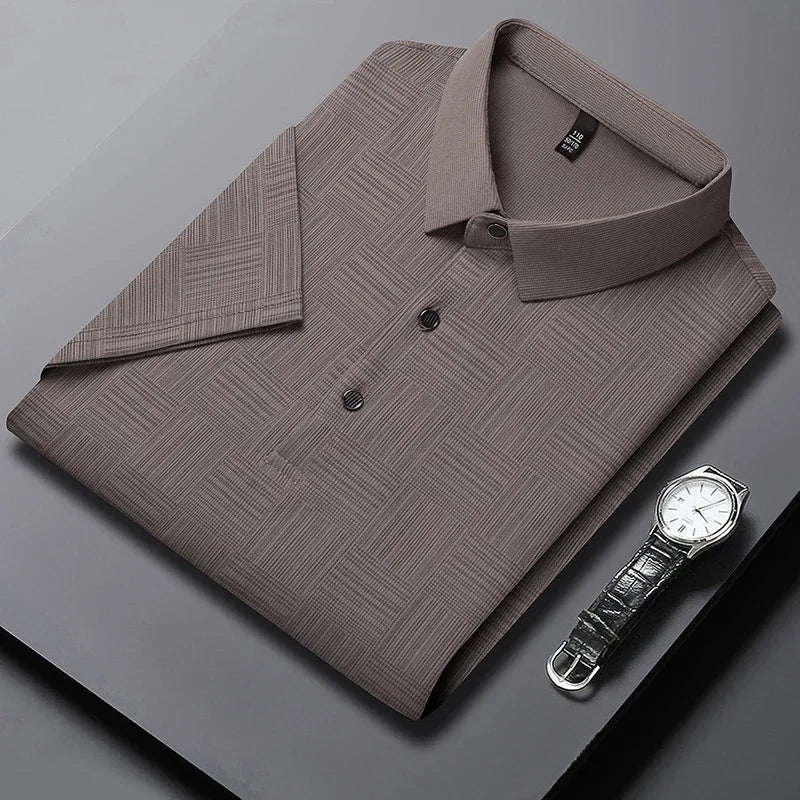2024 Men'S New Printed Business Casual Short Sleeved POLO Shirt Fashion Short Sleeved Comfortable and Breathable Top