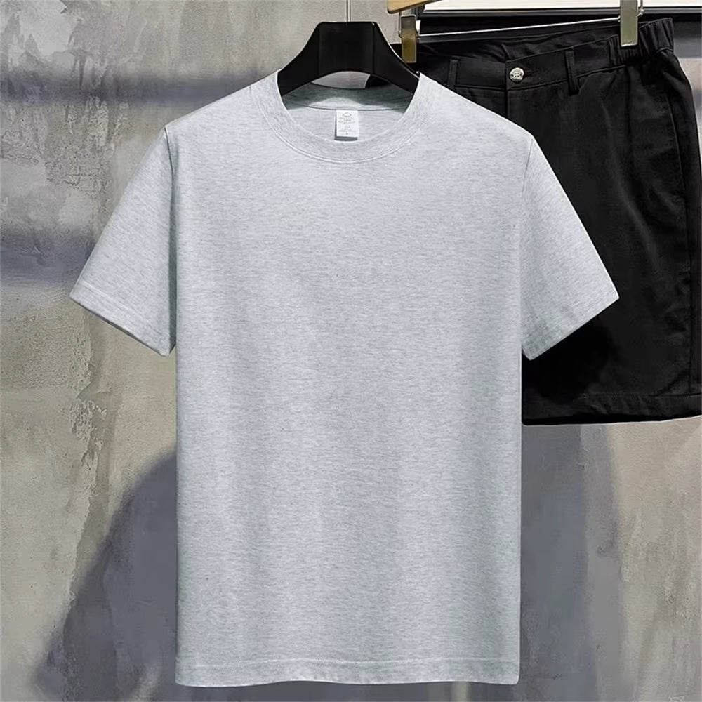 Men T Shirt Summer Cotton Tops Women Solid Color Blank Tshirts O-Neck round Collar Short-Sleeve Couple White Top Tees