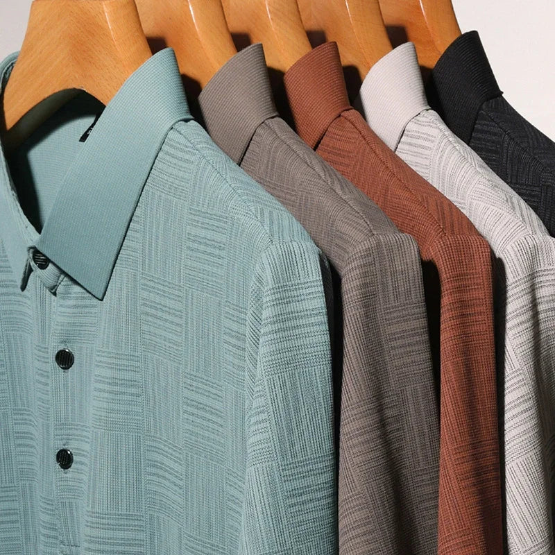 2024 Men'S New Printed Business Casual Short Sleeved POLO Shirt Fashion Short Sleeved Comfortable and Breathable Top