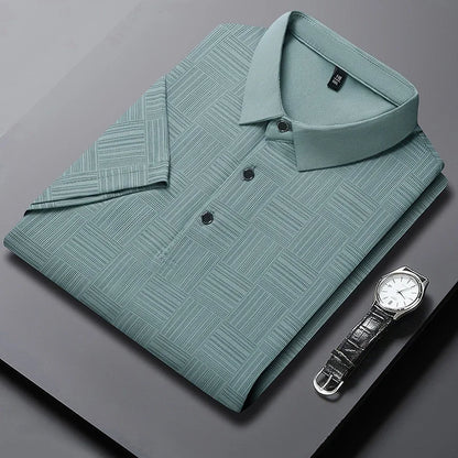 2024 Men'S New Printed Business Casual Short Sleeved POLO Shirt Fashion Short Sleeved Comfortable and Breathable Top