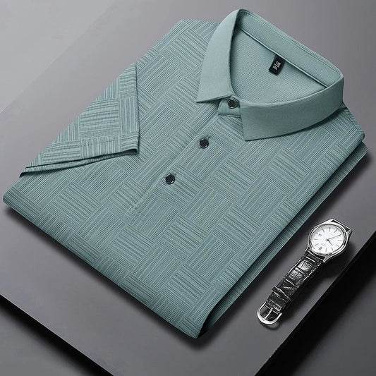 2024 Men'S New Printed Business Casual Short Sleeved POLO Shirt Fashion Short Sleeved Comfortable and Breathable Top