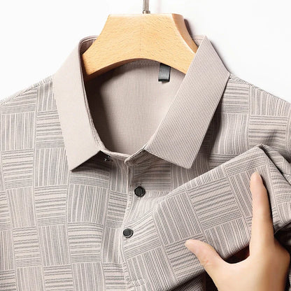 2024 Men'S New Printed Business Casual Short Sleeved POLO Shirt Fashion Short Sleeved Comfortable and Breathable Top