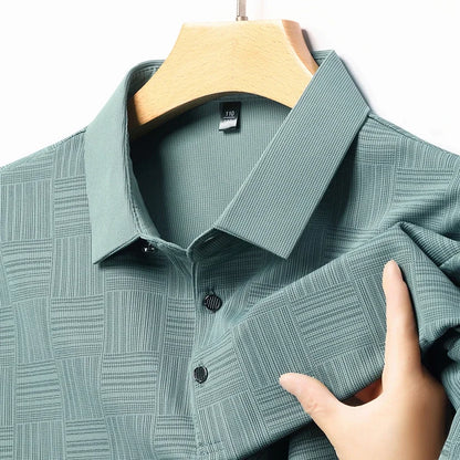 2024 Men'S New Printed Business Casual Short Sleeved POLO Shirt Fashion Short Sleeved Comfortable and Breathable Top