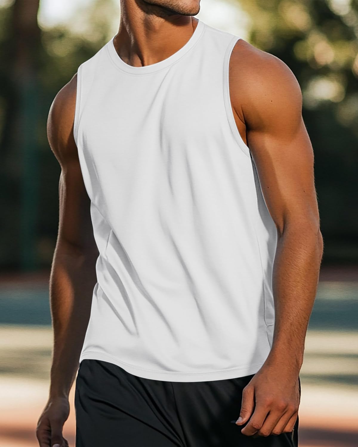 3 Pack Men'S Big and Tall Tank Tops, Cotton Moisture Wicking Muscle Shirts Sleeveless Gym Workout Tee Shirts(Black, White, Khaki,X-Large)
