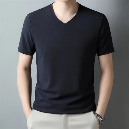 2024 Men'S New Waffle V Neck Short Sleeved T-Shirt Summer Comfortable Top