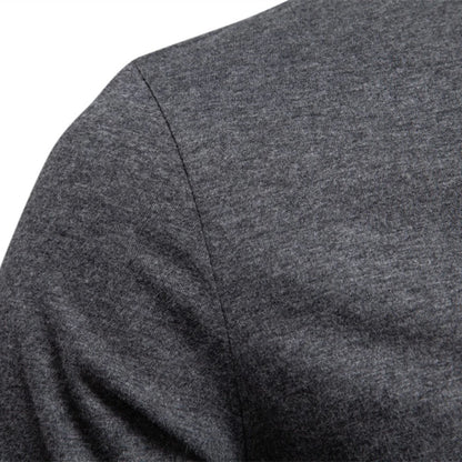 100% Cotton T-Shirt Men Casual Solid Color Long Sleeve Sweater Autumn Fashion High Quality Henley Collar Mens T-Shirts