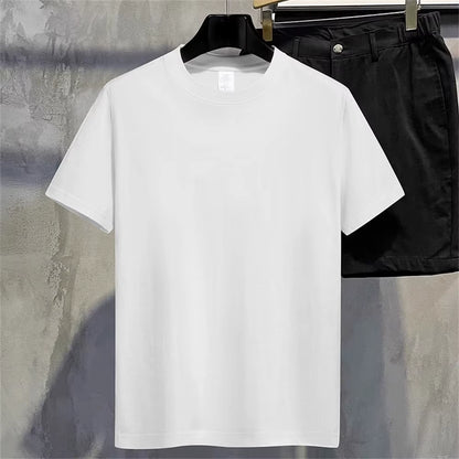 Men T Shirt Summer Cotton Tops Women Solid Color Blank Tshirts O-Neck round Collar Short-Sleeve Couple White Top Tees