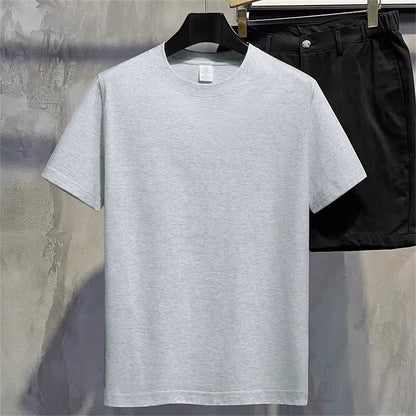 Men T Shirt Summer Cotton Tops Women Solid Color Blank Tshirts O-Neck round Collar Short-Sleeve Couple White Top Tees