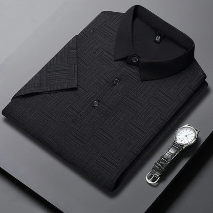 2024 Men'S New Printed Business Casual Short Sleeved POLO Shirt Fashion Short Sleeved Comfortable and Breathable Top