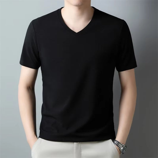 2024 Men'S New Waffle V Neck Short Sleeved T-Shirt Summer Comfortable Top